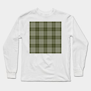 Sage Green and White Tartan Plaid Pattern Long Sleeve T-Shirt